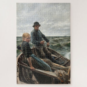 Vader en Dochter in Zee (door Albert Edelfelt) Legpuzzel