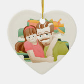 Vader en dochter keramisch ornament (Voorkant)