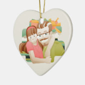 Vader en dochter keramisch ornament (Links)