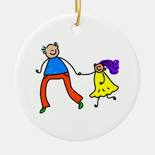Vader en dochter keramisch ornament (Voorkant)