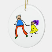 Vader en dochter keramisch ornament (Links)