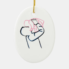 Vader en dochter. keramisch ornament