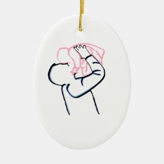 Vader en dochter. keramisch ornament