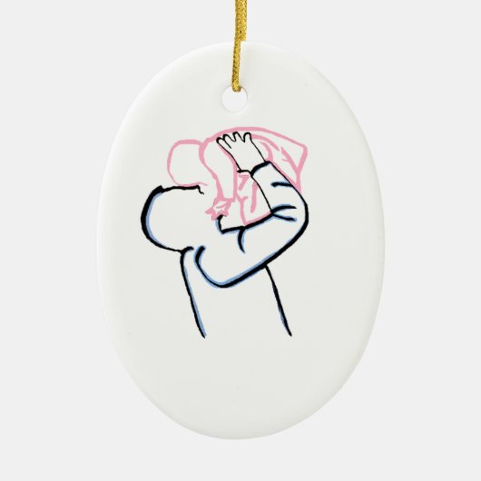 Vader en dochter. keramisch ornament (Voorkant)