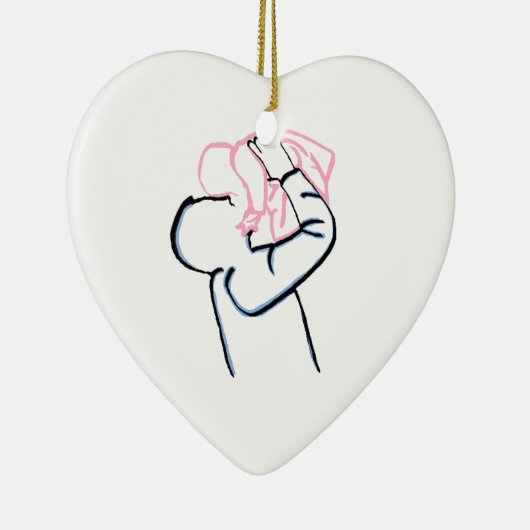 Vader en dochter kerstversiering keramisch ornament (Rechts)