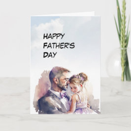 Vader en dochter kleden zich aan met Vaderdag-kaar Kaart