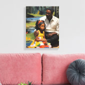 Vader en Dochter Kleur Gedrukte Muurkunst Canvas Afdruk (Insitu (Woonkamer))