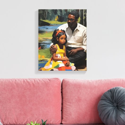 Vader en Dochter Kleur Gedrukte Muurkunst Canvas Afdruk (Insitu (Woonkamer))