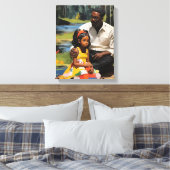 Vader en Dochter Kleur Gedrukte Muurkunst Canvas Afdruk (Insitu (Slaapkamer))