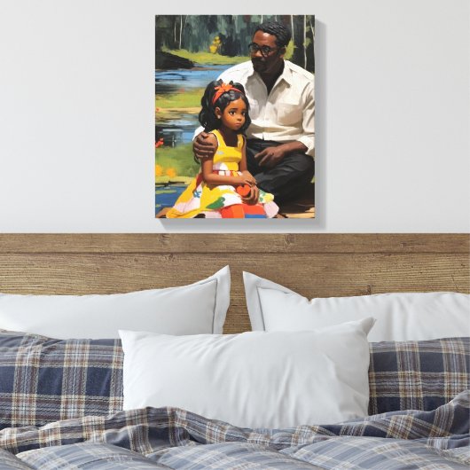 Vader en Dochter Kleur Gedrukte Muurkunst Canvas Afdruk (Insitu (Slaapkamer))