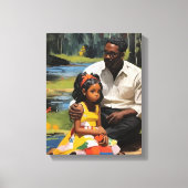 Vader en Dochter Kleur Gedrukte Muurkunst Canvas Afdruk (Voorkant)