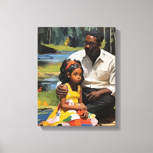 Vader en Dochter Kleur Gedrukte Muurkunst Canvas Afdruk (Voorkant)