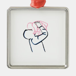 Vader en dochter metalen ornament