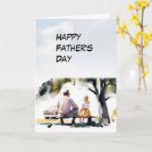 Vader en dochter samen op een bankje Vaderdag Kaart (Gele Bloem)