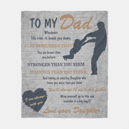 Vader en dochter Vader Dag Fleece Deken (Voorkant)