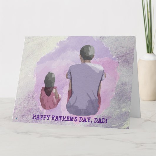 VADER EN DOCHTER ZITTEND KAARTJE KAART (Voorkant)