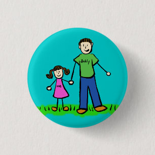 Vader- en dochterfamilie Pin Art Button