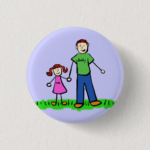 Vader- en dochterfamilie Pin Art Button