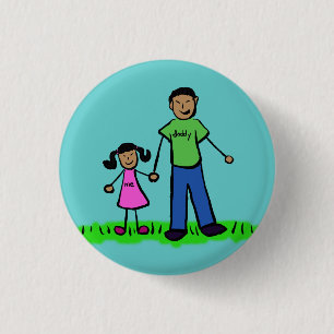 Vader- en dochterfamilie Pin Art Button