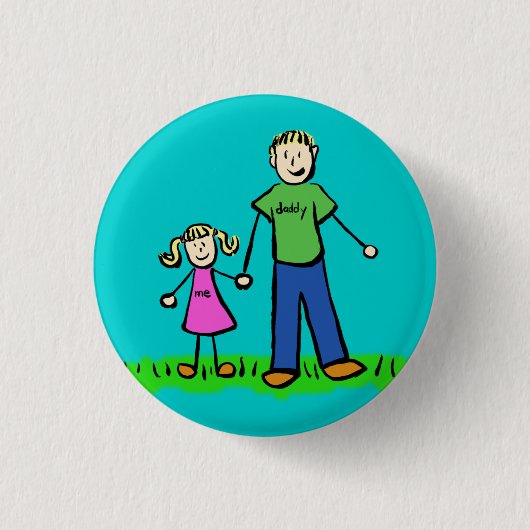 Vader- en dochterfamilie Pin Art Button (Voorkant)