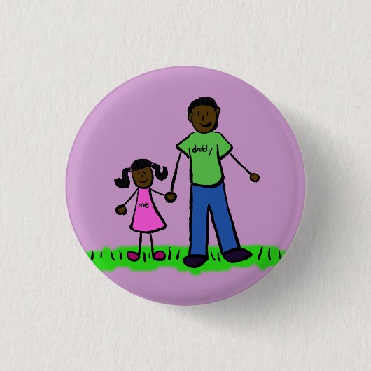 Vader- en dochterfamilie Pin Art Button (Voorkant)