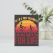 Vader- en dochterfietspartners voor het leven briefkaart (Staand voorkant)