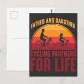 Vader- en dochterfietspartners voor het leven briefkaart (Voorkant / Achterkant)