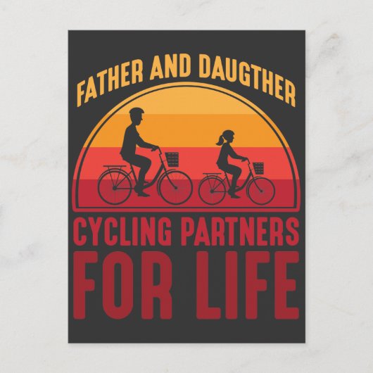 Vader- en dochterfietspartners voor het leven briefkaart (Voorkant)