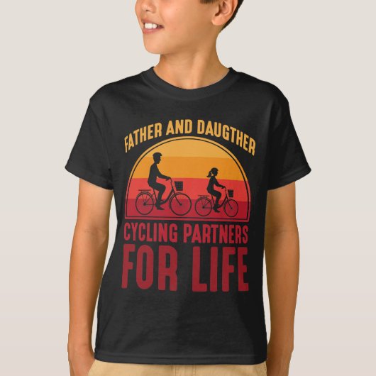 Vader- en dochterfietspartners voor het leven t-shirt (Voorkant)