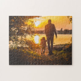 Vader en kind blij vaderdag - foto van vader legpuzzel