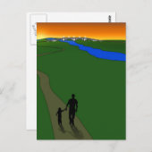Vader en kind Evening Walk Briefkaart (Voorkant / Achterkant)