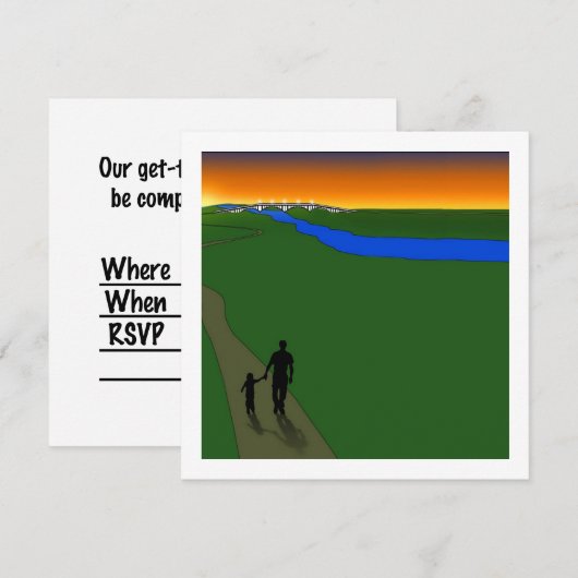 Vader en kind Evening Walk Kaart (Voorkant / Achterkant)