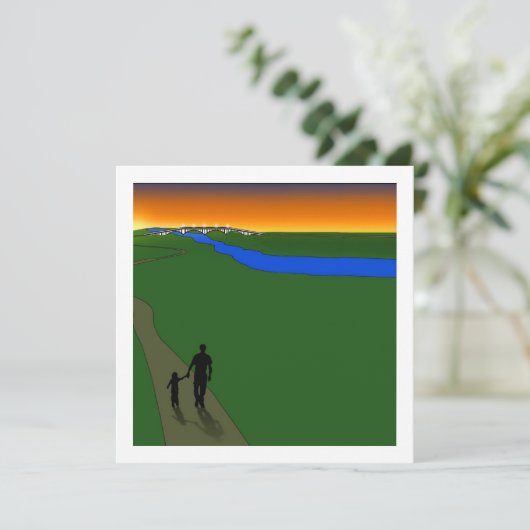 Vader en kind Evening Walk Kaart (Staand voorkant)