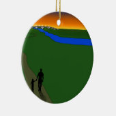 Vader en kind Evening Walk Keramisch Ornament (Rechts)
