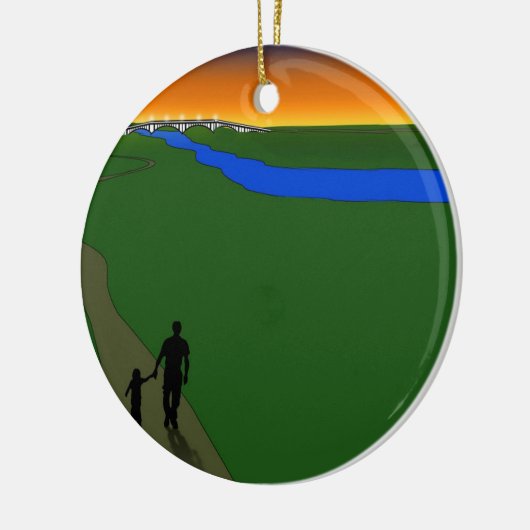 Vader en kind Evening Walk Keramisch Ornament (Links)