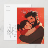 Vader en kind gebonden rood briefkaart (Voorkant / Achterkant)