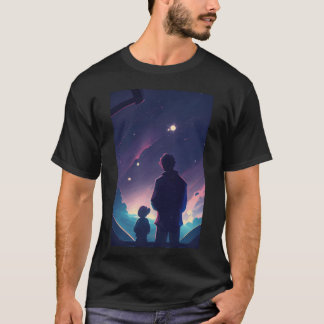 Vader en kind Stargazing Design cadeau T-shirt