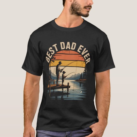 Vader En Kind Vissen Vintage T-shirt (Voorkant)