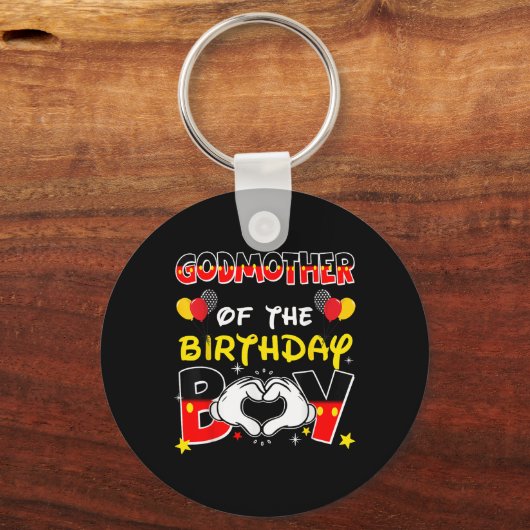Vader en moeder peetmoeder van de verjaardag jonge sleutelhanger (Voorkant)