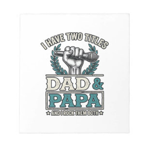 Vader En Papa Rock Titels Vintage Microfoon Shirt_ Notitieblok