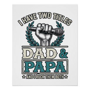 Vader En Papa Rock Titels Vintage Microfoon Shirt_ Perfect Poster