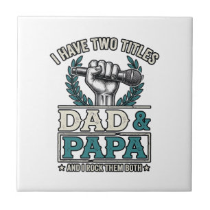 Vader En Papa Rock Titels Vintage Microfoon Shirt_ Tegeltje