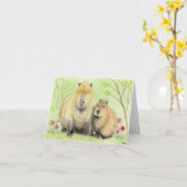Vader en Son Capybara Kaart (Gele Bloem)