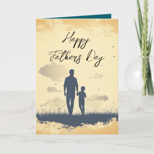 Vader en zijn silhouet vaders dag Vouwkaart Kaart (Voorkant)