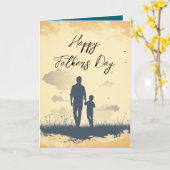 Vader en zijn silhouet vaders dag Vouwkaart Kaart (Gele Bloem)