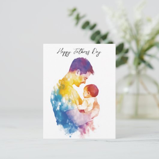 Vader en zijn zoon silhouet vaderdag Folding Briefkaart (Staand voorkant)