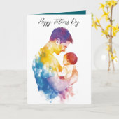 Vader en zijn zoon silhouet vaderdag Folding Kaart (Gele Bloem)