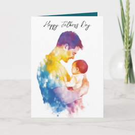 Vader en zijn zoon silhouet vaderdag Folding Kaart