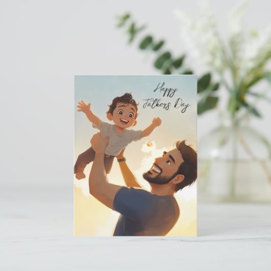 Vader en zijn zoon spelen vaderdag Vouwkaart Briefkaart (Staand voorkant)