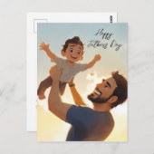 Vader en zijn zoon spelen vaderdag Vouwkaart Briefkaart (Voorkant / Achterkant)